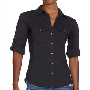 James Perse Ribbed Panel Button Front Top, Very good condition, Sz 3